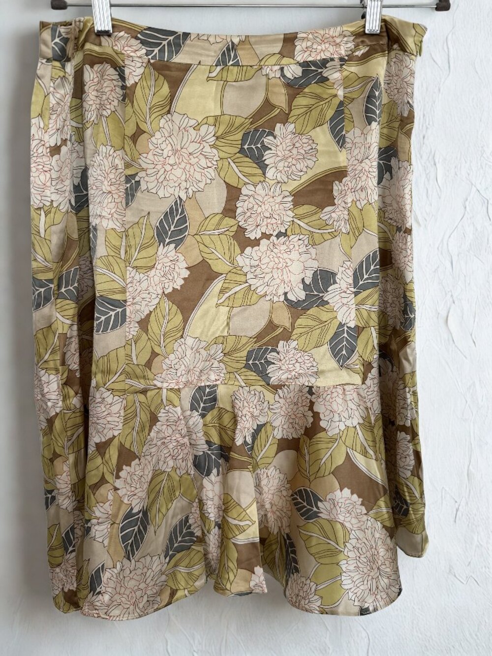 Ruffled Hem Silk Skirt